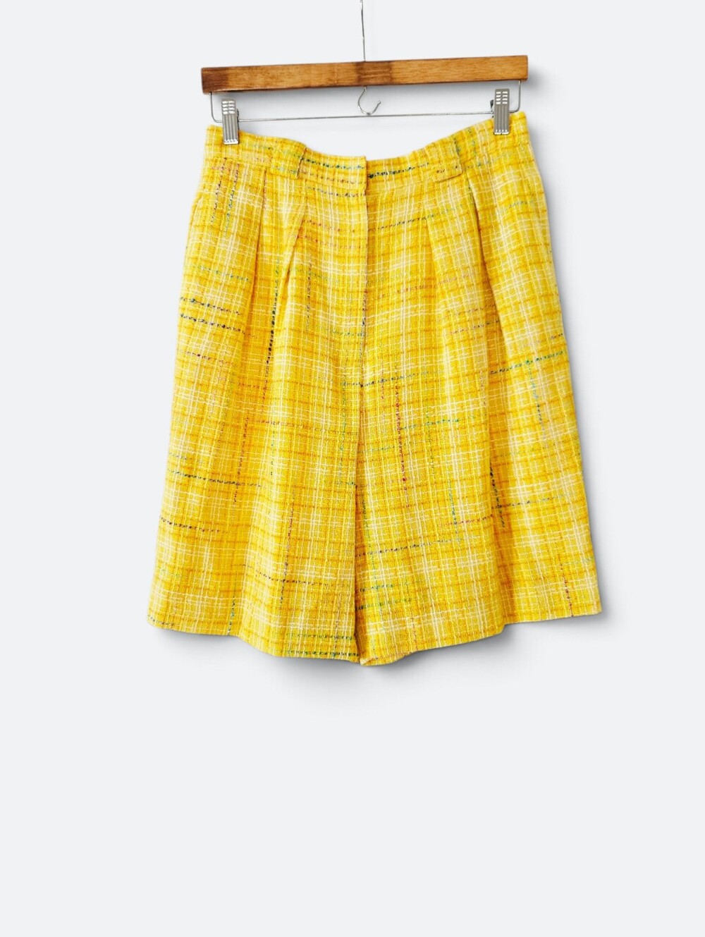 Vintage Classics By Anne Klein Tweed Plaid Long Line Textured Bermuda Shorts 12